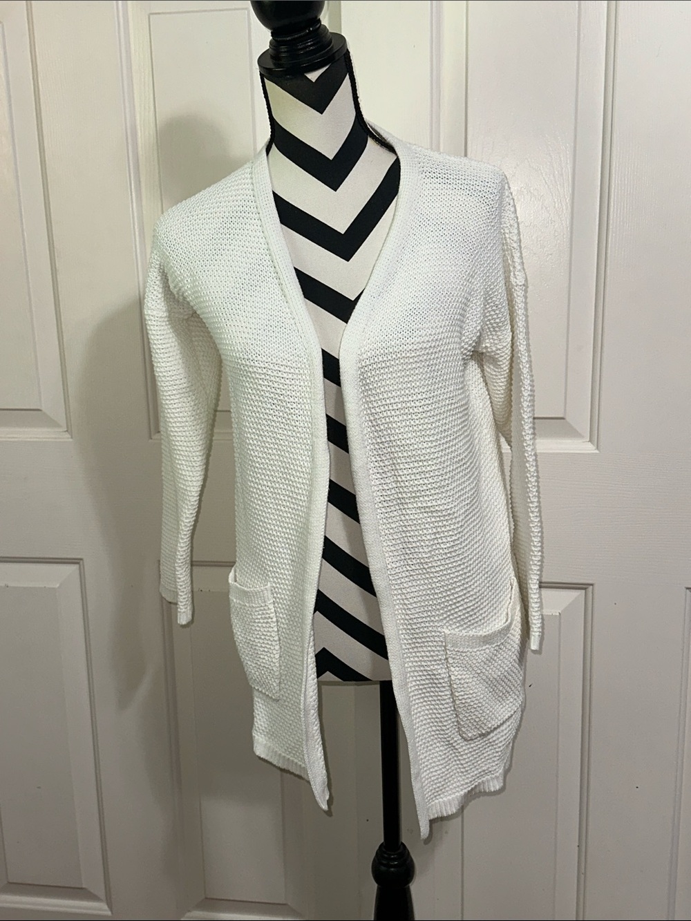 Marine Layer White Open-Front Knit Cardigan